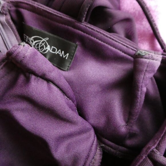 Betsy & Adam Gown Sweetheart Wine Berry Padded Bra Lined Back Zipper Rhinestones - Picture 10 of 10